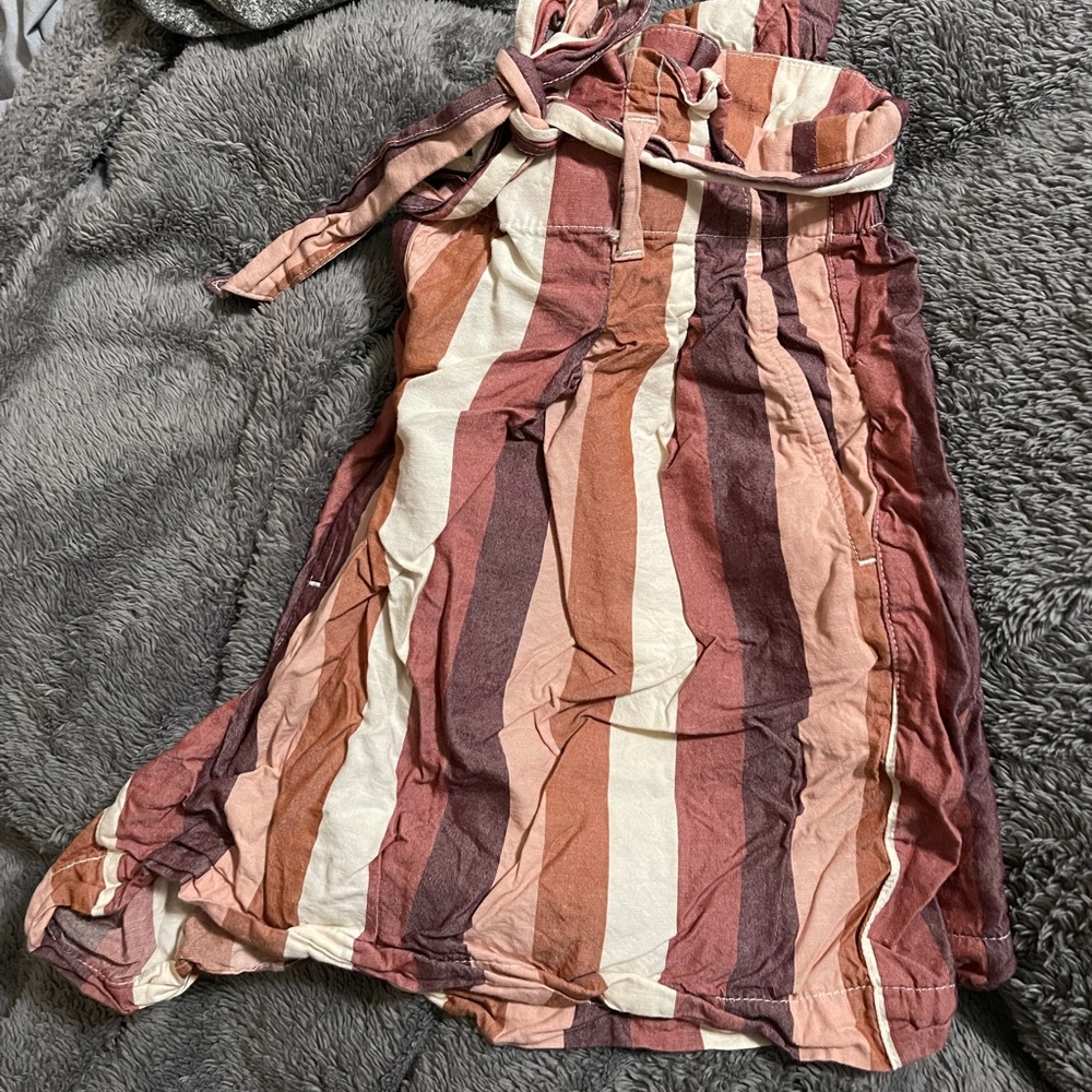 Size 12 Madewell Striped paper bag short with tie belt